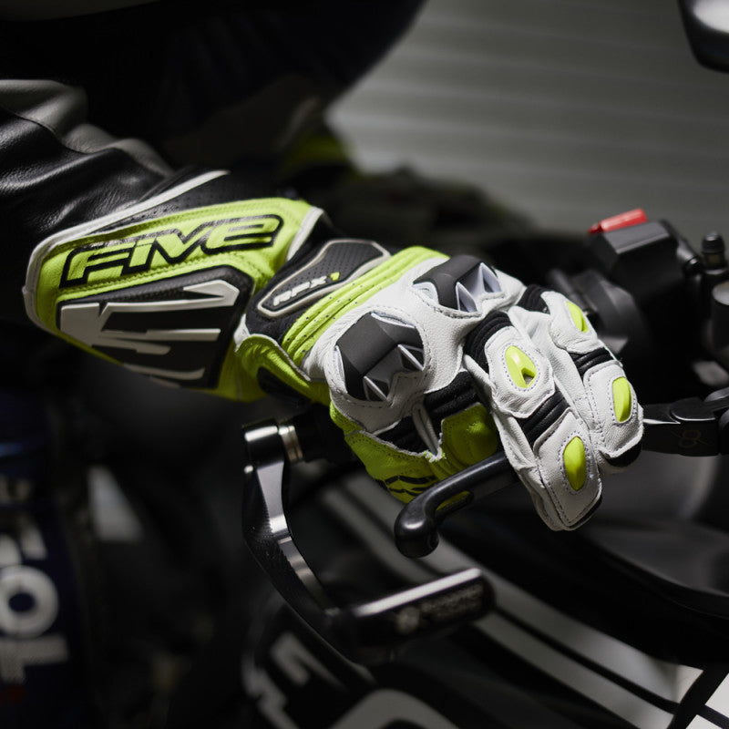 Guantes Moto FIVE RFX1 Blanco/Amarillo Fluor - URA Moto