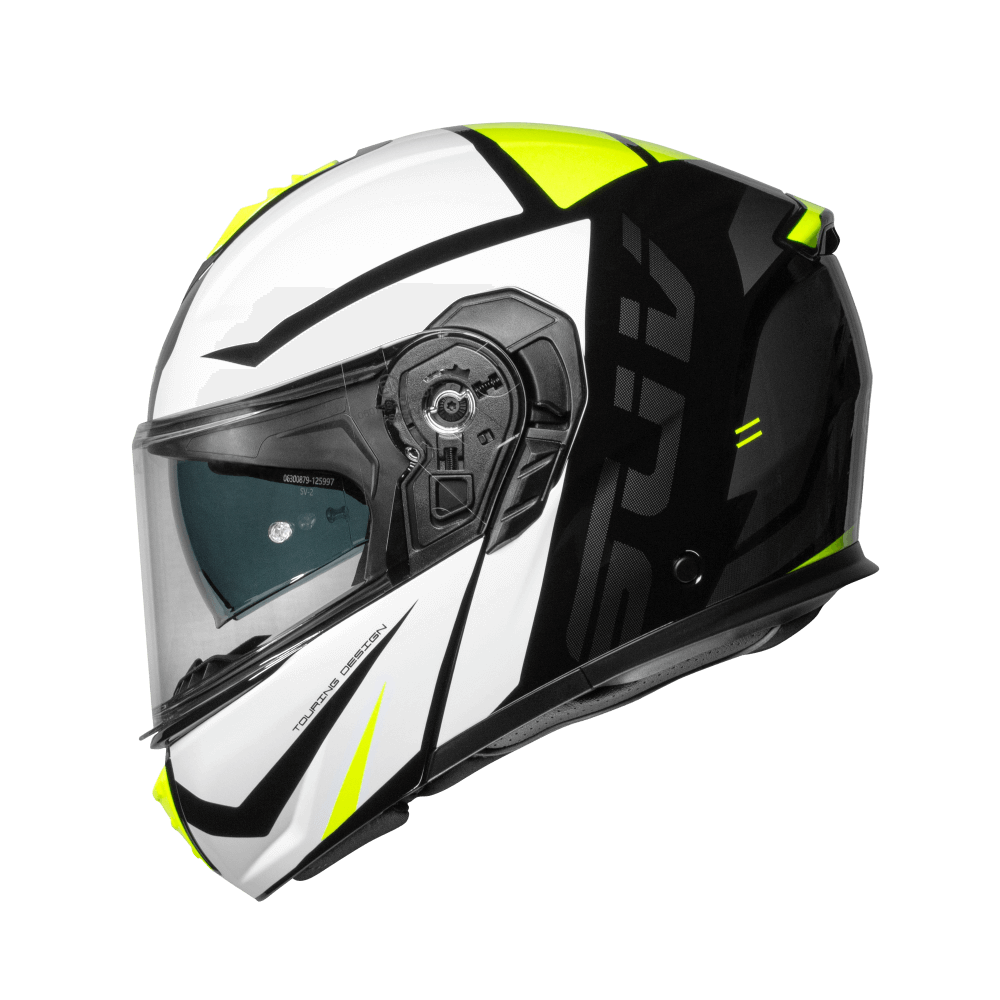 Casco moto Modular CMS SUV Stradale Yellow Reflex - URA Moto