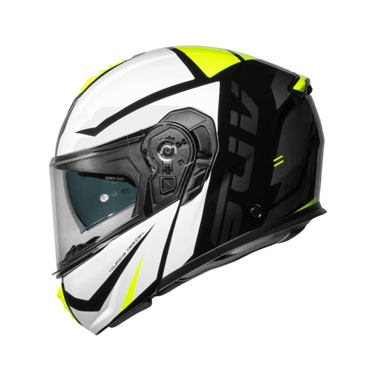 Casco moto Modular CMS SUV Stradale Yellow Reflex - URA Moto
