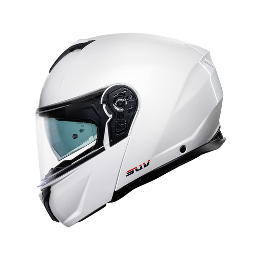 Casco Modular CMS SUV PLAIN ARTIC WHITE – Abatible de Alta Visibilidad, Visor Solar y Certificación ECE 22.06
