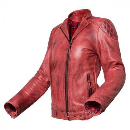 Chaqueta Moto Cuero Invictus Mujer Electra Roja - URA Moto