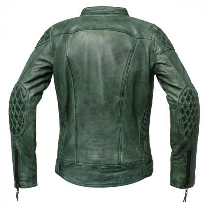 Chaqueta Moto Cuero Invictus Mujer Electra Verde - URA Moto