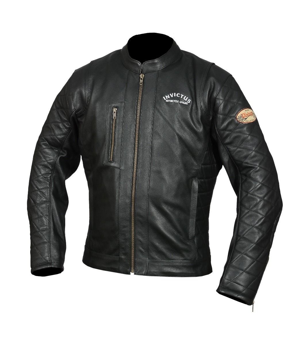 Chaqueta Moto Cuero Invictus Vintage Hector Negra - URA Moto