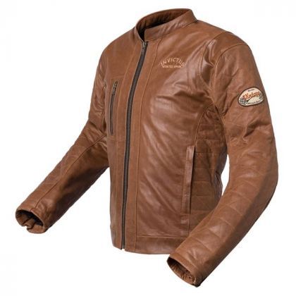 Chaqueta Moto Cuero Invictus Vintage Hector Marrón - URA Moto