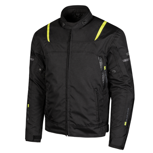 Chaqueta Cordura Moto Moore Storm Negro y Fluo - URA Moto
