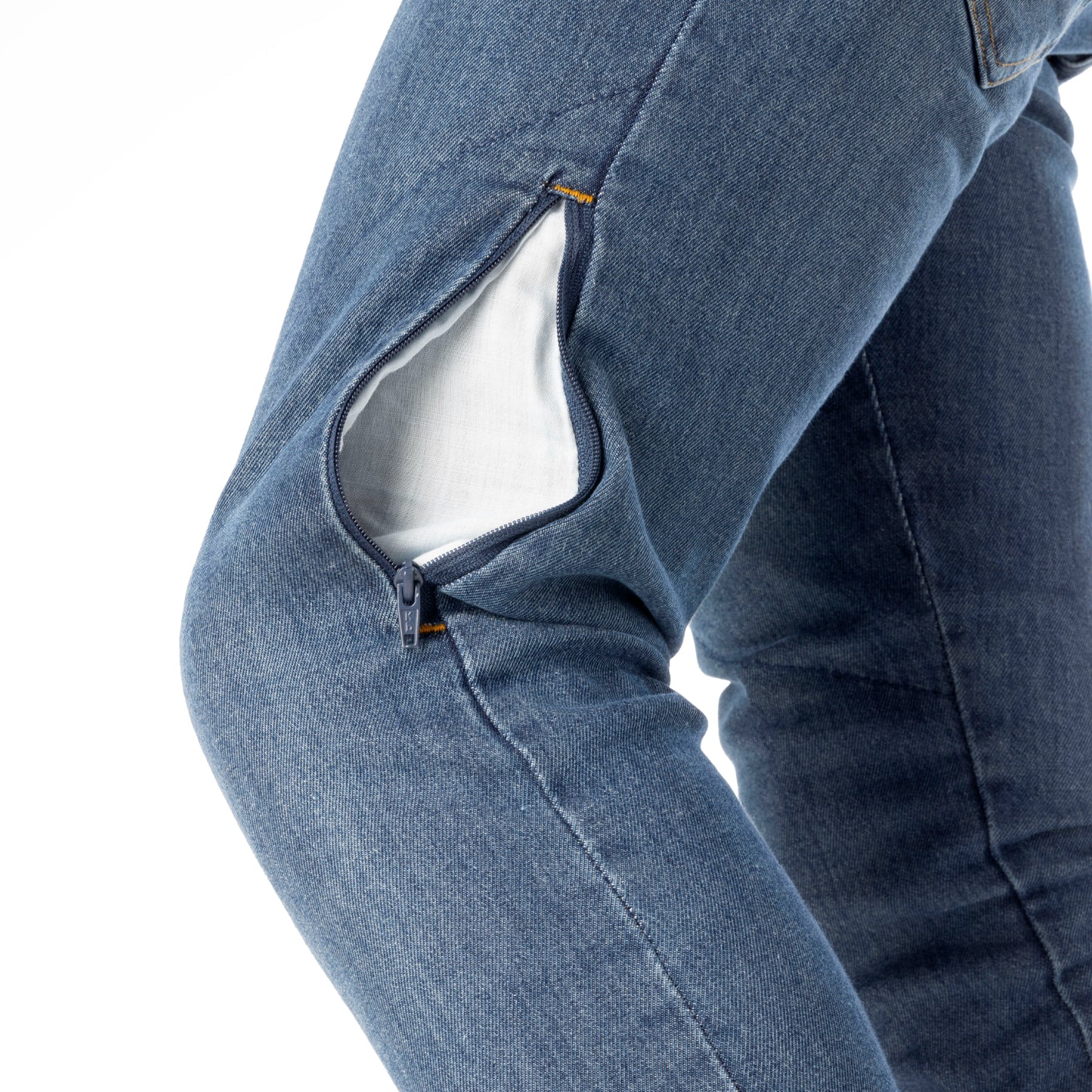 Pantalón Vaquero Rainers Solido Azul Claro CE AA | Kevlar Elástico Protectores Nivel 2 Rodilla/Cadera