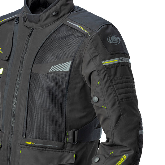 Chaqueta Moto 4 Estaciones Adventure CE Negro Fluor Rainers