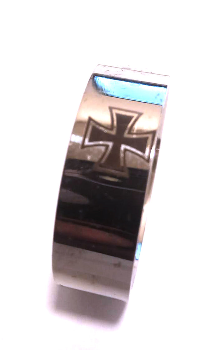 Anillo Acero Alianza Cruz de Malta Serigrafiada - URA Moto
