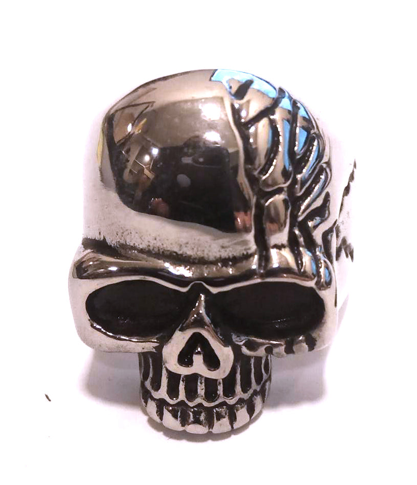 Anillo Acero Calavera Cicatrices Frontal-Lateral - URA Moto