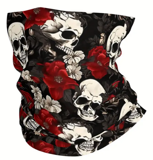 Braga Cuello para Moto Calaveras con Rosas