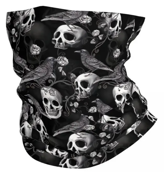 Braga Cuello para Moto Calaveras Cuerbos y Rosas
