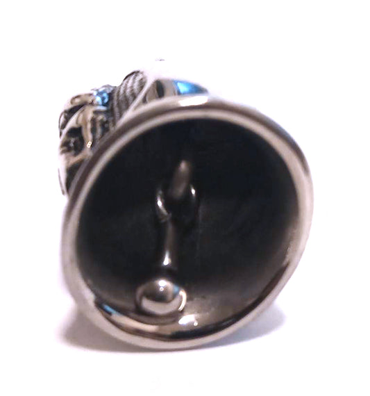 Campana Acero Moto Calavera Tibias Doble - URA Moto