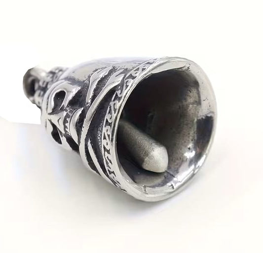 Campana Motera Calavera Tibias Cruzadas - Amuleto de Protección Biker