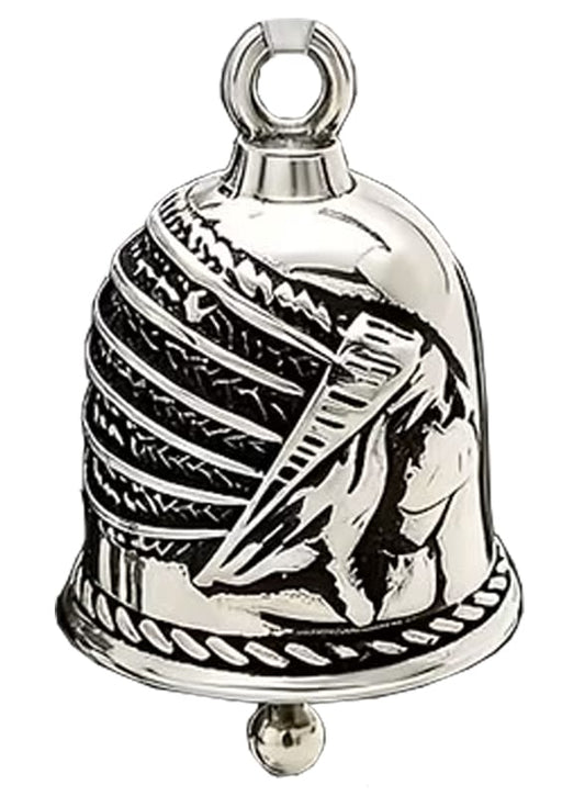 Campana Motera Jefe Indio Plumas Largas - Amuleto de Protección
