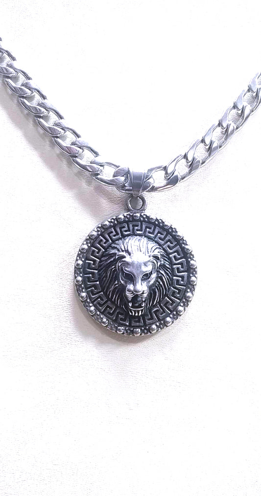 Colgante Acero con Cadena León Circulo - URA Moto