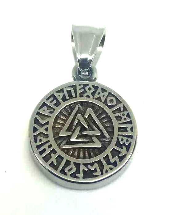 Colgante Acero Inoxidable Medalla (1,7cm) Valknut - URA Moto