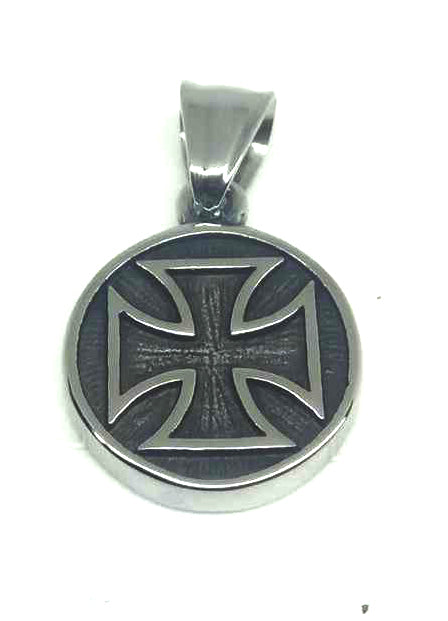 Colgante Acero Inoxidable Medalla (1,7cm) Cruz Malta - URA Moto