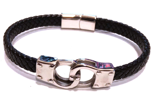 Pulsera Acero Piel Grilletes - URA Moto