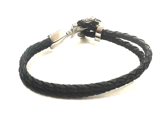 Pulsera Acero Cuero Mini Ancla - URA Moto