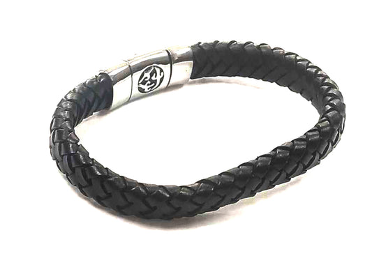 Pulsera Acero Cuero Cierre Flor de Lis - URA Moto