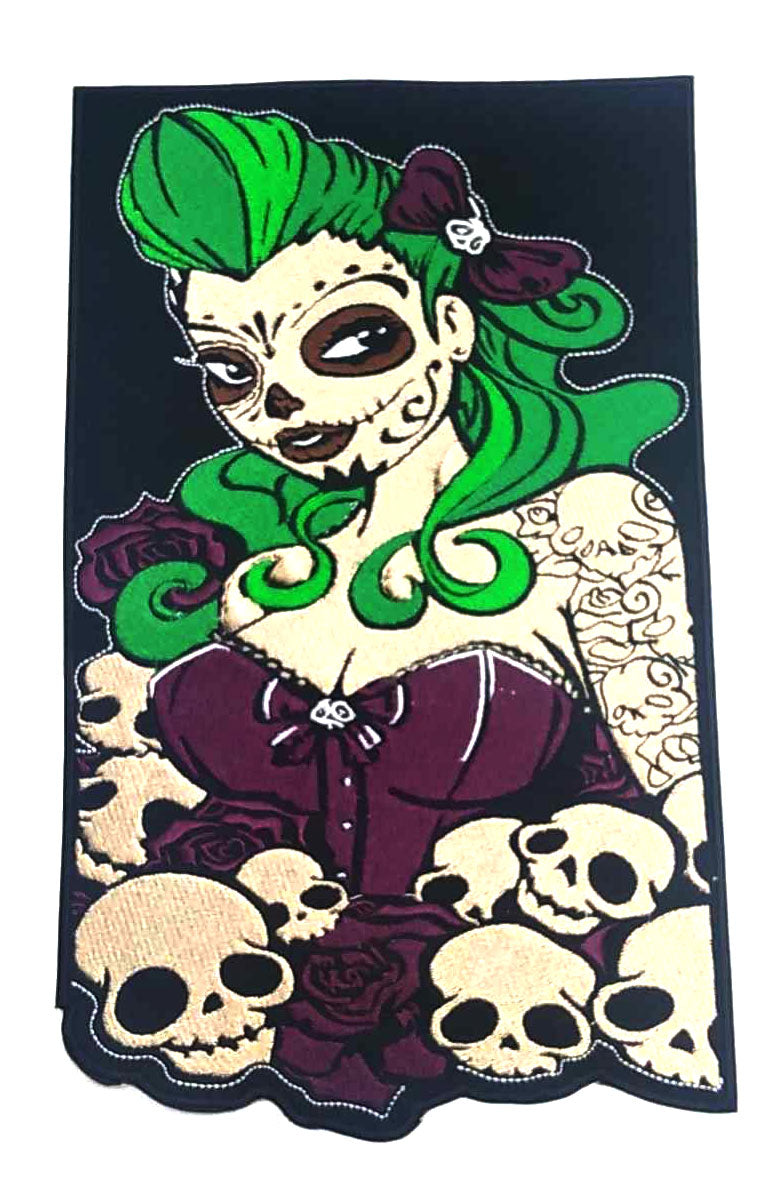 Parche Bordado Ropa Termoadhesivo Catrina Calaveras - URA Moto