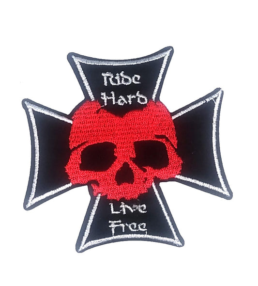 Parche Bordado Termoadhesivo Cruz Calavera Ride Hard