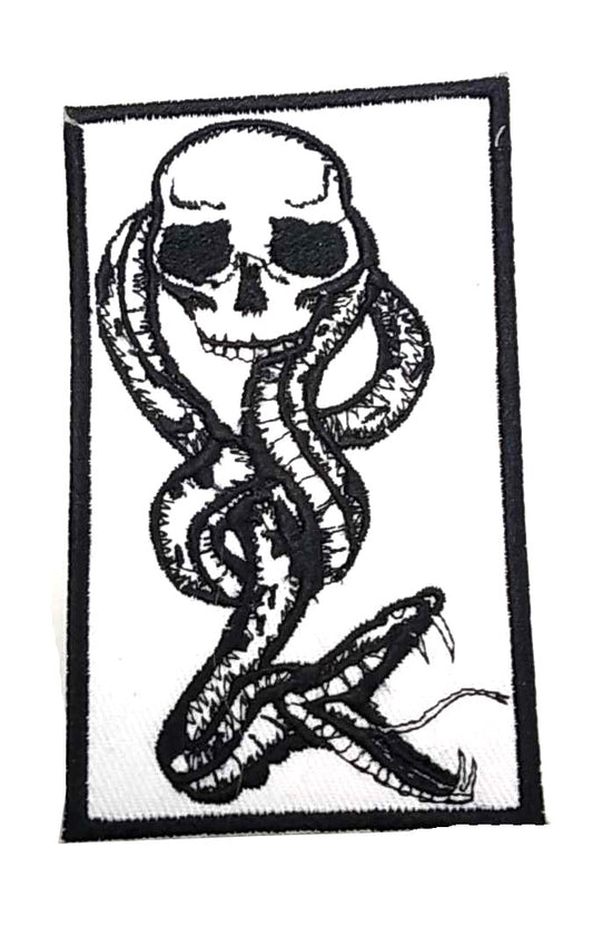 Parche Bordado Termoadhesivo Calavera Serpiente - URA Moto