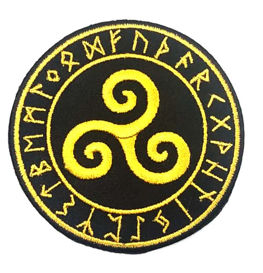 Parche Bordado Termoadhesivo Trisquel Dorado - URA Moto