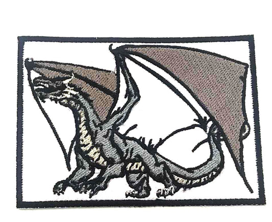 Parche Bordado Termoadhesivo Dragón Gris - URA Moto