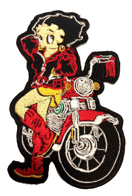 Parche Bordado Termoadhesivo Betty Moto Flecos