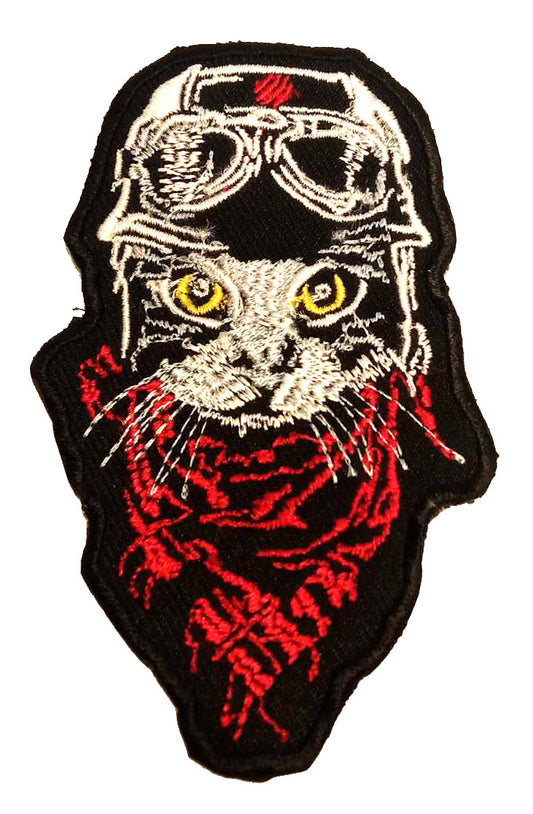 Parche Bordado Termoadhesivo Gato Casco