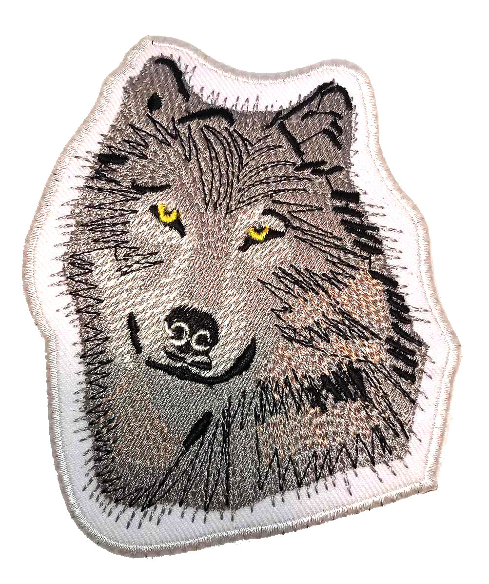 Parche Bordado Termoadhesivo Lobo Gris - URA Moto