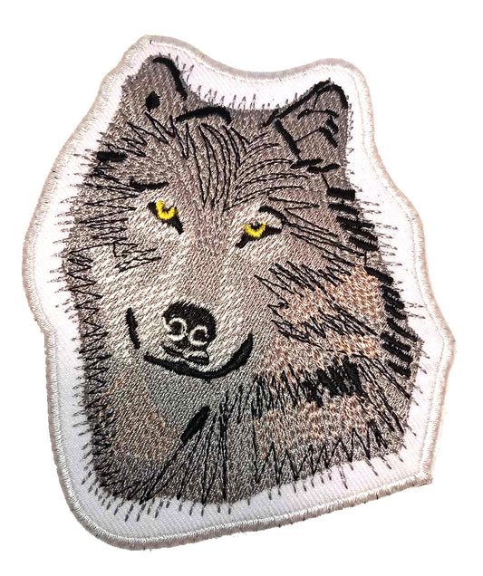 Parche Bordado Termoadhesivo Lobo Gris - URA Moto