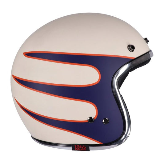 Casco Jet con calavera de 13 1/2 Superior vintage blanco - URA Moto