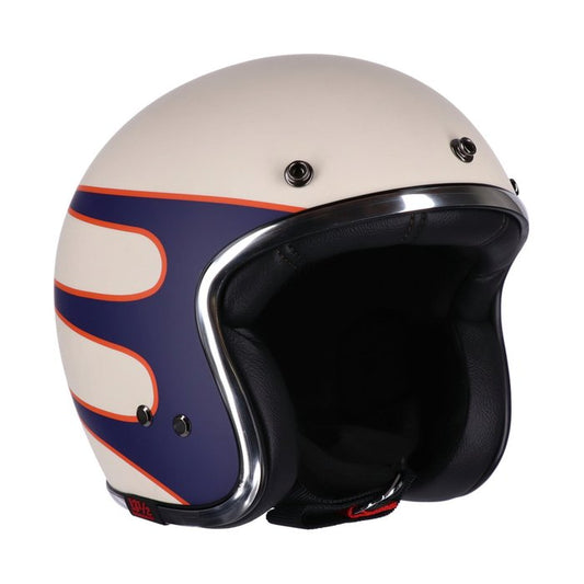 Casco Jet con calavera de 13 1/2 Superior vintage blanco - URA Moto