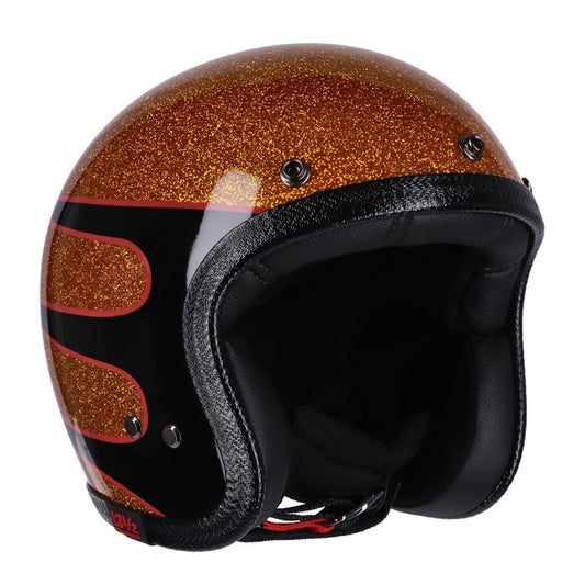 Casco JET con calavera de 13 1/2" con escamas de metal superiores - URA Moto