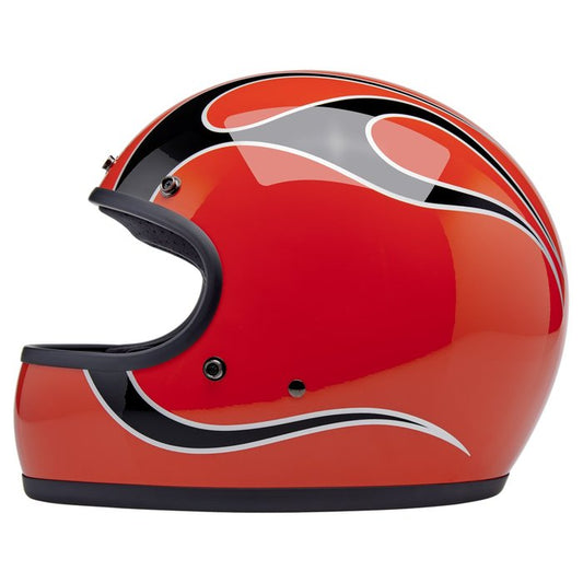 Casco Biltwell Gringo Comp Llamas Naranjas