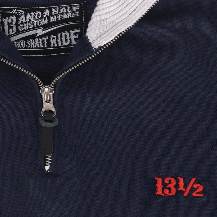 Suéter Outlaw de media cremallera 13 1/2 azul marino/blanco roto