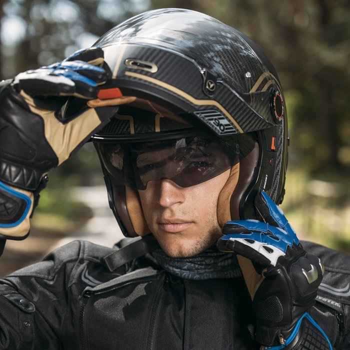 Casco By City 90 Degrees Carbon Dorado Modular Fibra ECE 22.06 - URA Moto