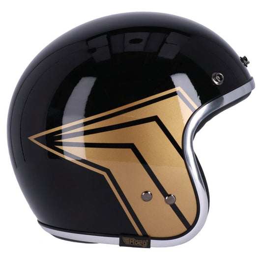 Casco JET con calavera de 13 1/2 pulgadas, negro brillante - URA Moto
