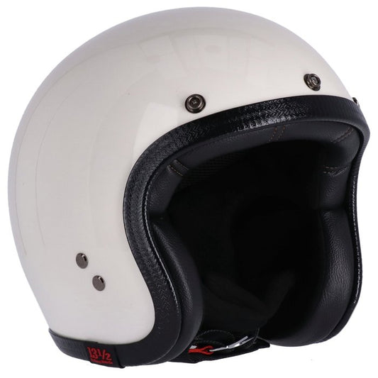 Casco Jet con calavera de 13 1/2, color blanco vintage - URA Moto