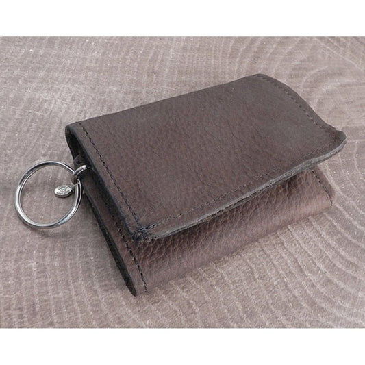 Cartera triple de cuero marrón suave AMiGAZ