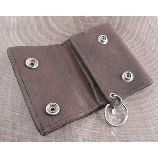 Cartera triple de cuero marrón suave AMiGAZ