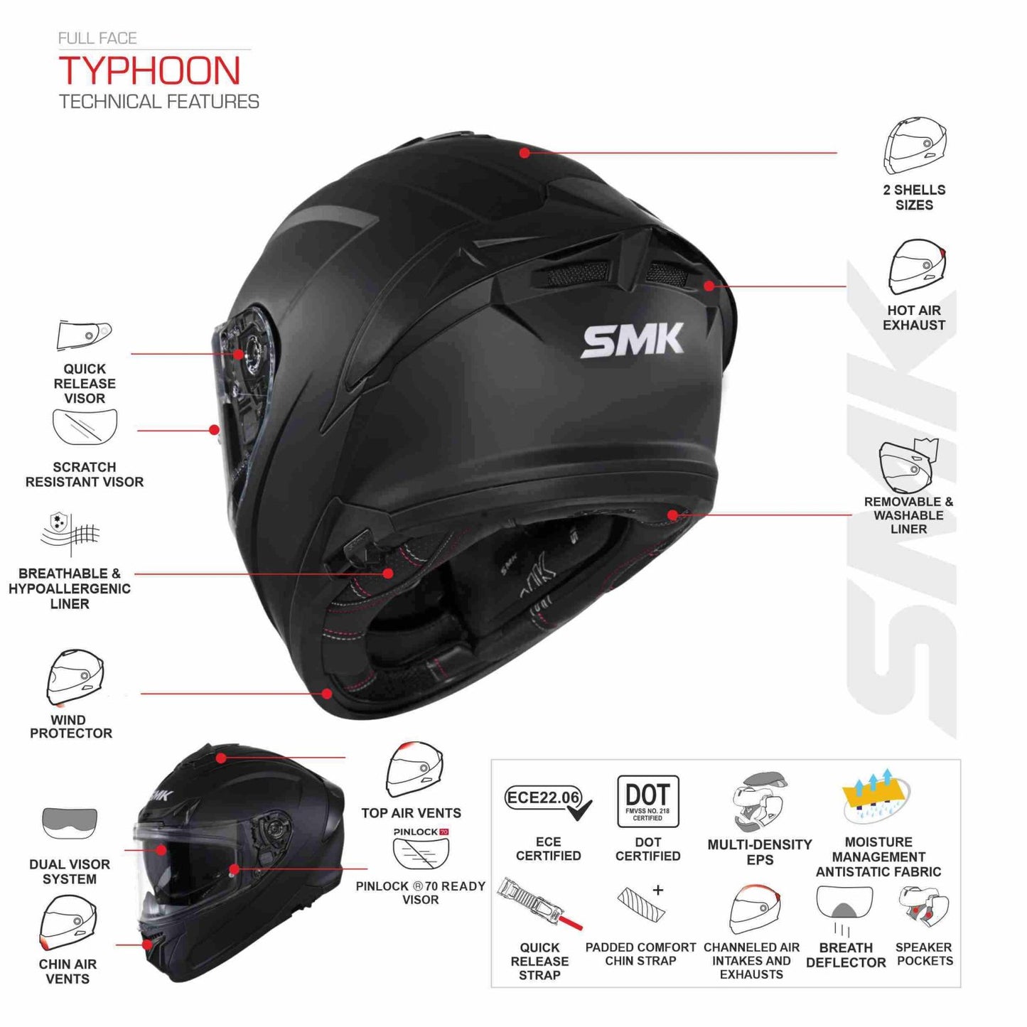 Casco Integral Moto Typhoon Mystic Decorado Mate(MA551)
