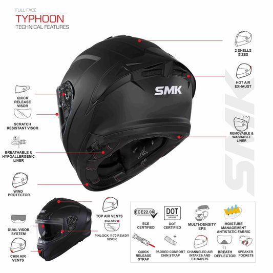 Casco Integral Moto Typhoon Mystic Decorado Mate(MA551)