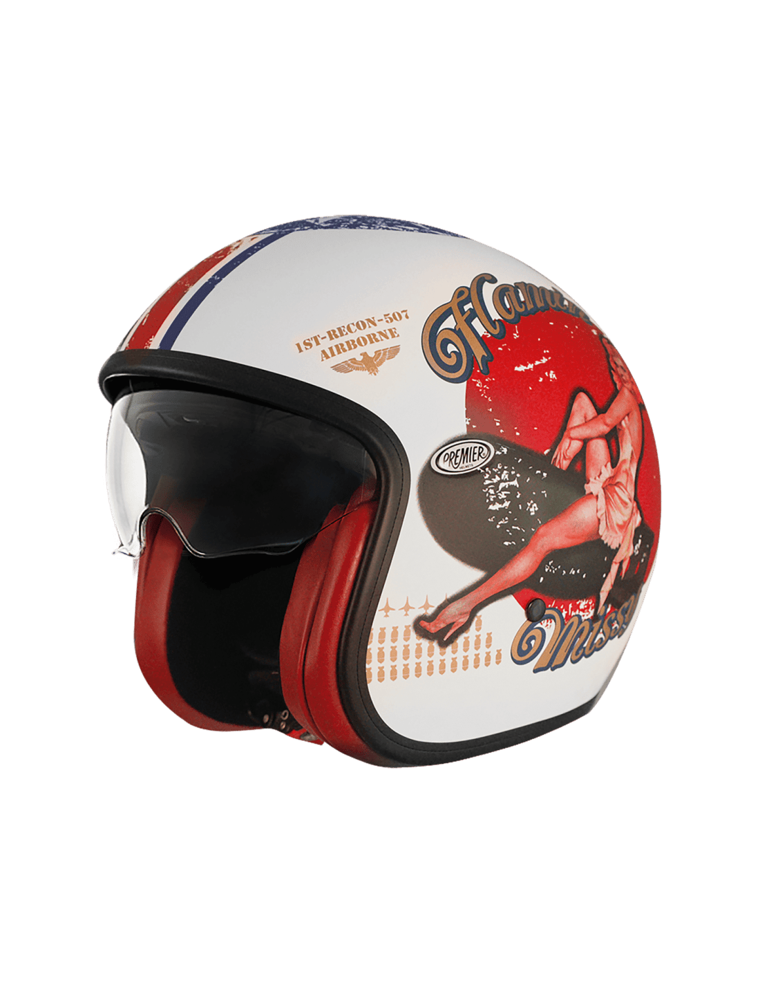 Casco Moto Abierto Jet Premier Vintage Pin Up 8 BM - URA Moto