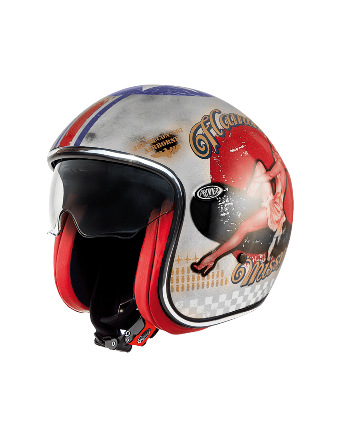 Casco Moto Abierto Jet Premier Vintage Pin Up Old Style - URA Moto