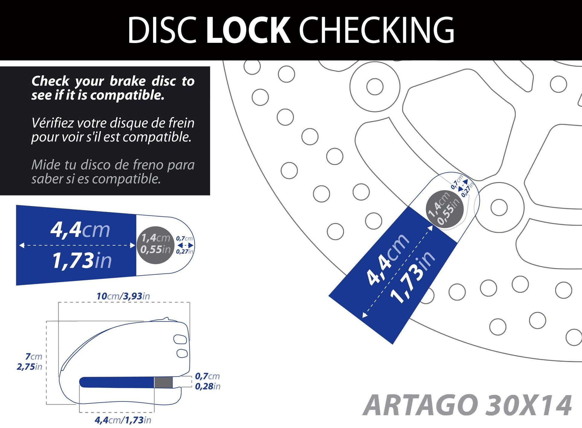 Antirrobo Alarma Disco Moto Artago 30X14 - URA Moto