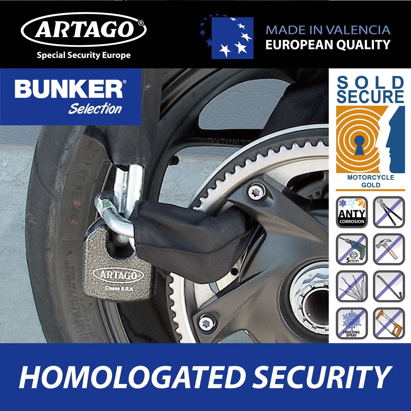 Antirrobo Moto Cadena Artago 68DUO T100 - URA Moto