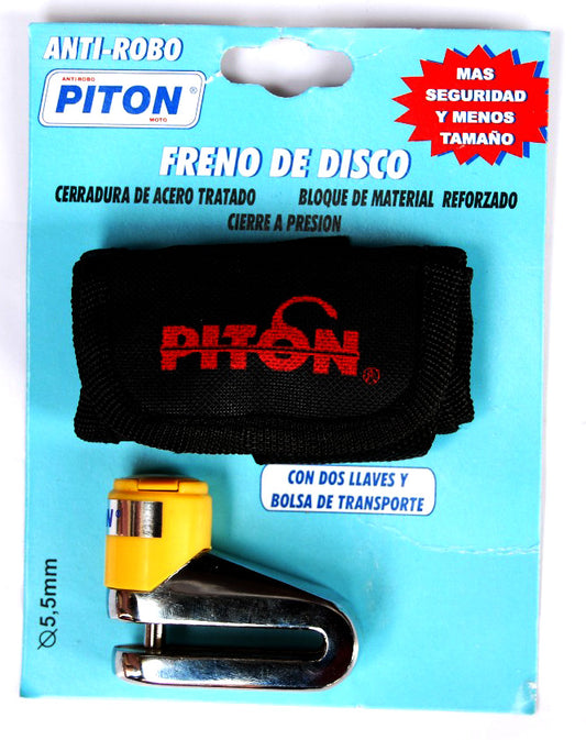 Antirrobo moto Piton cromado pinza disco 5,5mm - URA Moto